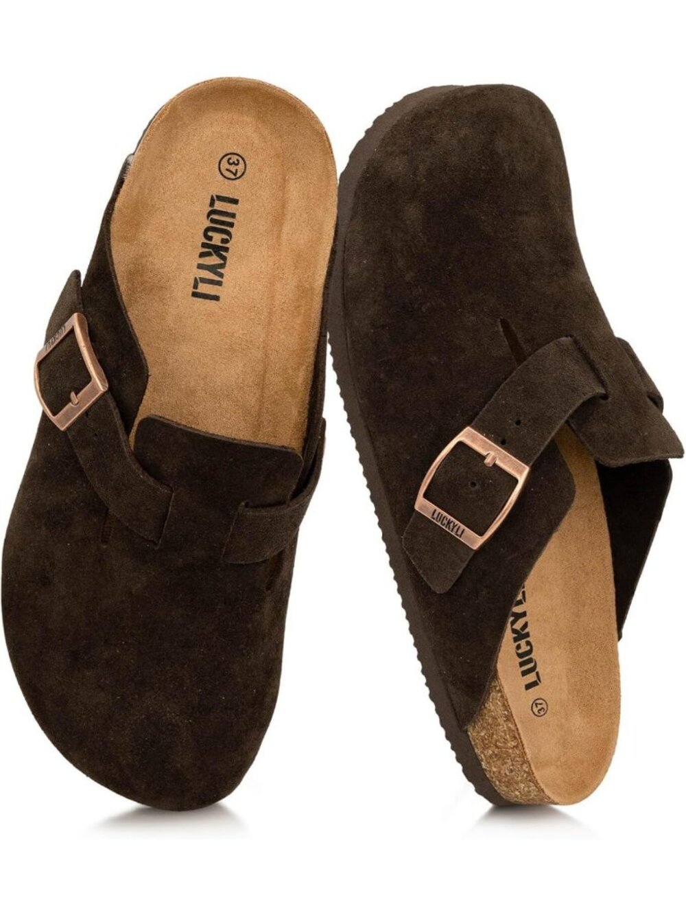 Comfortable Kids Suede Clogs with Cork Footbed, Arch Support, Slip-On Mules for